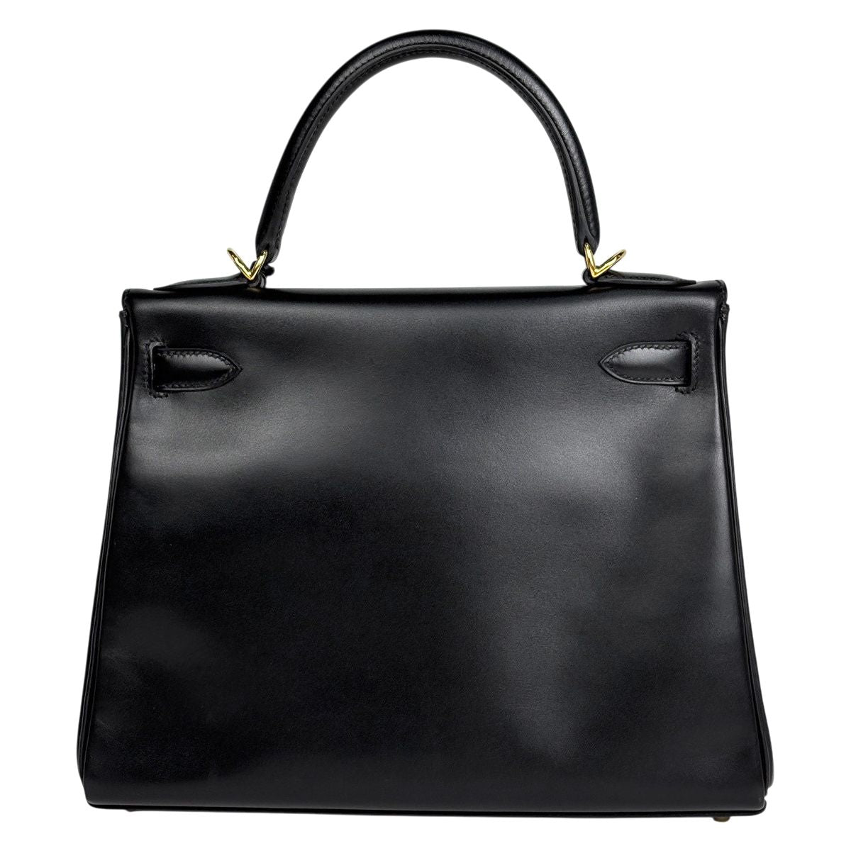 Hermes Kelly 28 Retourne 2-Way Handbag Box Calf Black — view 3