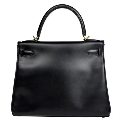 Hermes Kelly 28 Retourne 2-Way Handbag Box Calf Black — view 3