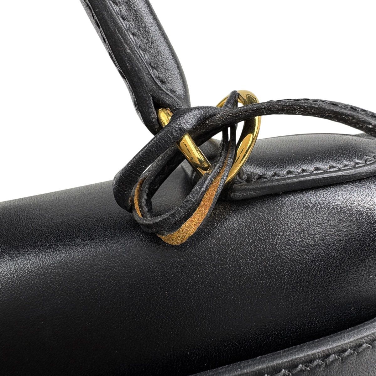 Hermes Kelly 28 Retourne 2-Way Handbag Box Calf Black — view 9