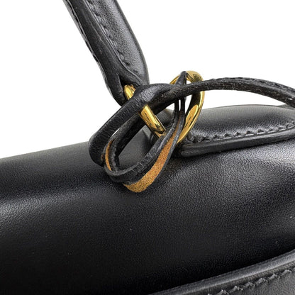 Hermes Kelly 28 Retourne 2-Way Handbag Box Calf Black — view 9