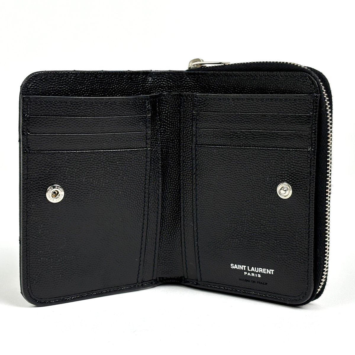 Saint Laurent Monogram Compact Zip Around Wallet Bifold Leather Black — view 7
