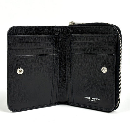 Saint Laurent Monogram Compact Zip Around Wallet Bifold Leather Black — view 7