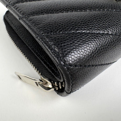 Saint Laurent Monogram Compact Zip Around Wallet Bifold Leather Black — view 3