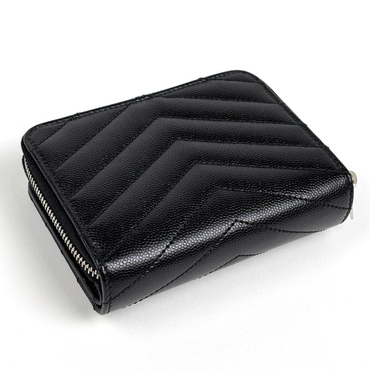 Saint Laurent Monogram Compact Zip Around Wallet Bifold Leather Black — view 2