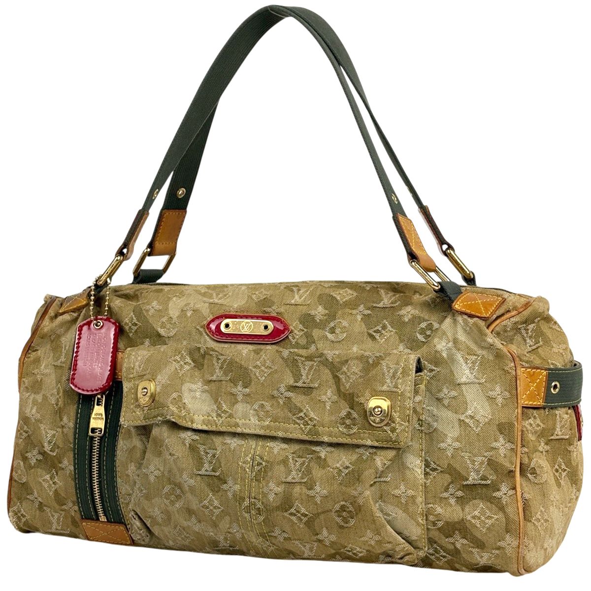 Louis Vuitton Rees Takashi Murakami Monogram Hula Jou Boston Bag Denim Khaki