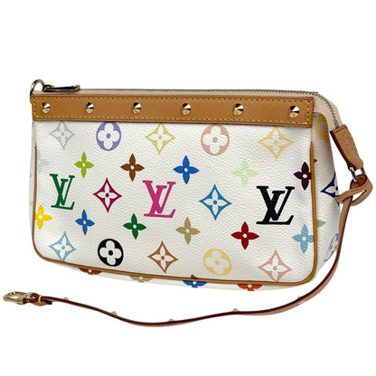 Louis Vuitton Pochette 2-Way Shoulder Bag Studs Pouch Monogram Multicolor Blanc