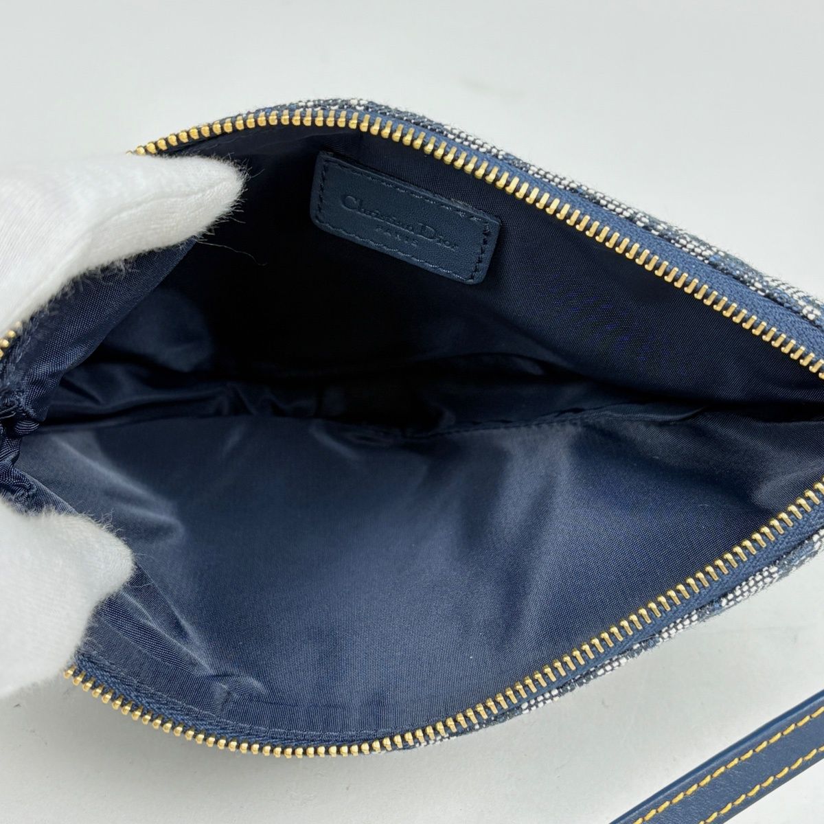 Dior Trotter Pattern Saddle Bag Canvas Navy — view 8