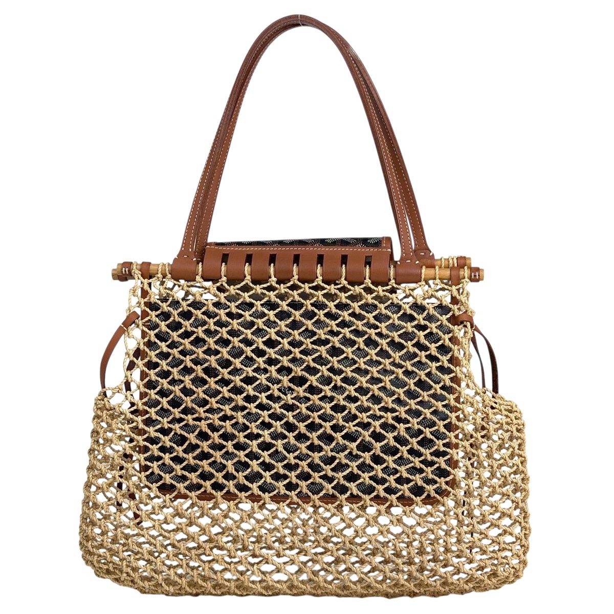 Goyard Aliguru Shoulder Bag Raffia Beige Black Brown — view 3