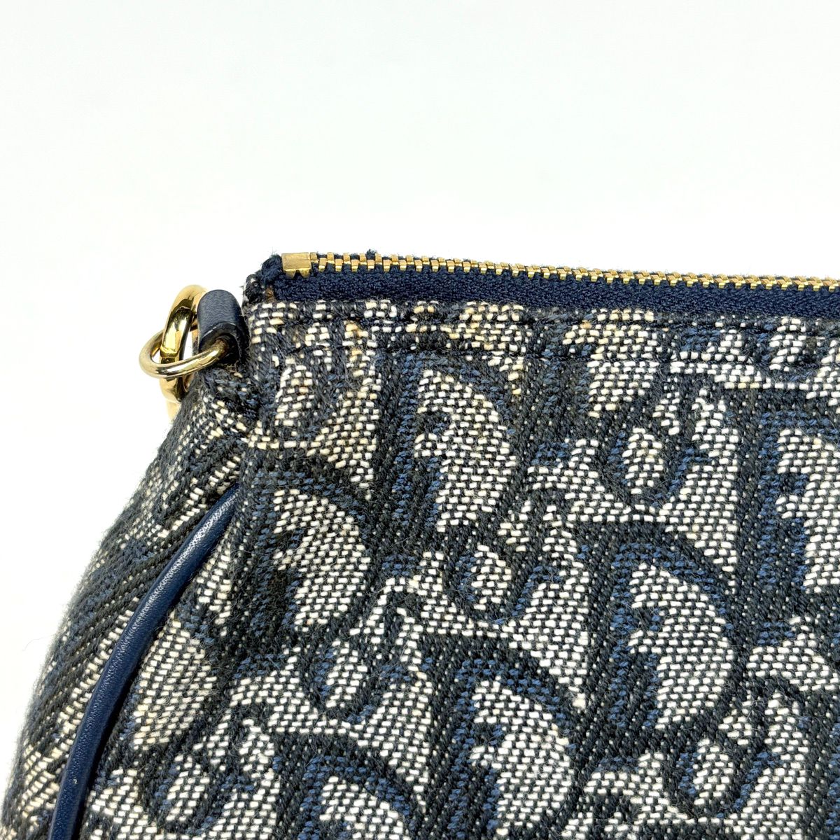 Dior Trotter Pattern Saddle Bag Canvas Navy — view 5