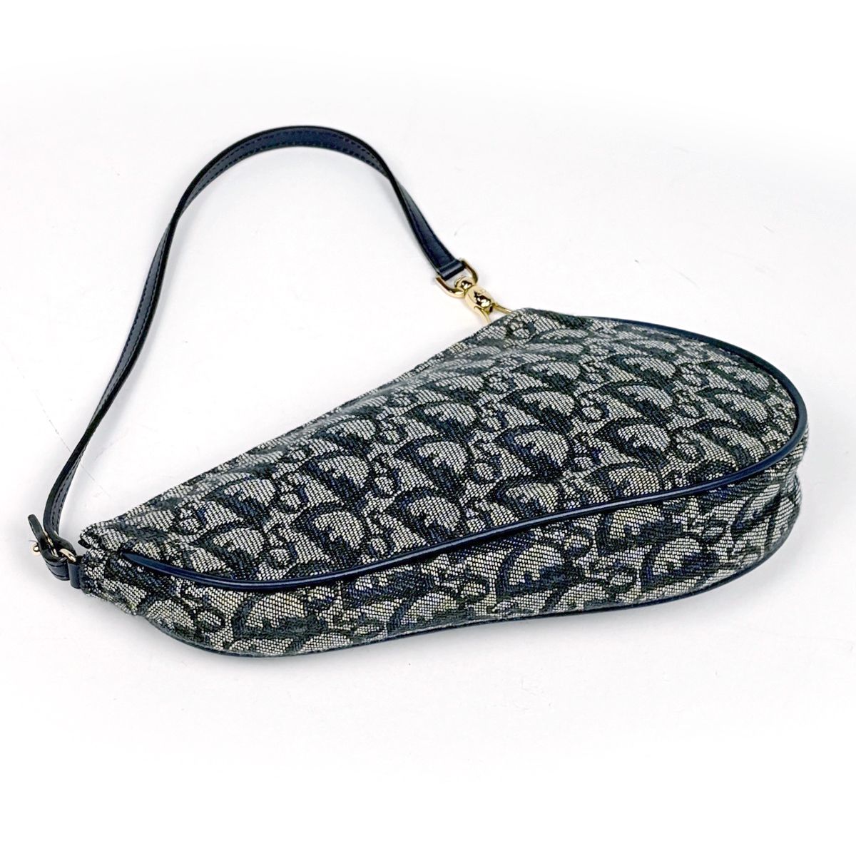 Dior Trotter Pattern Saddle Bag Canvas Navy — view 2
