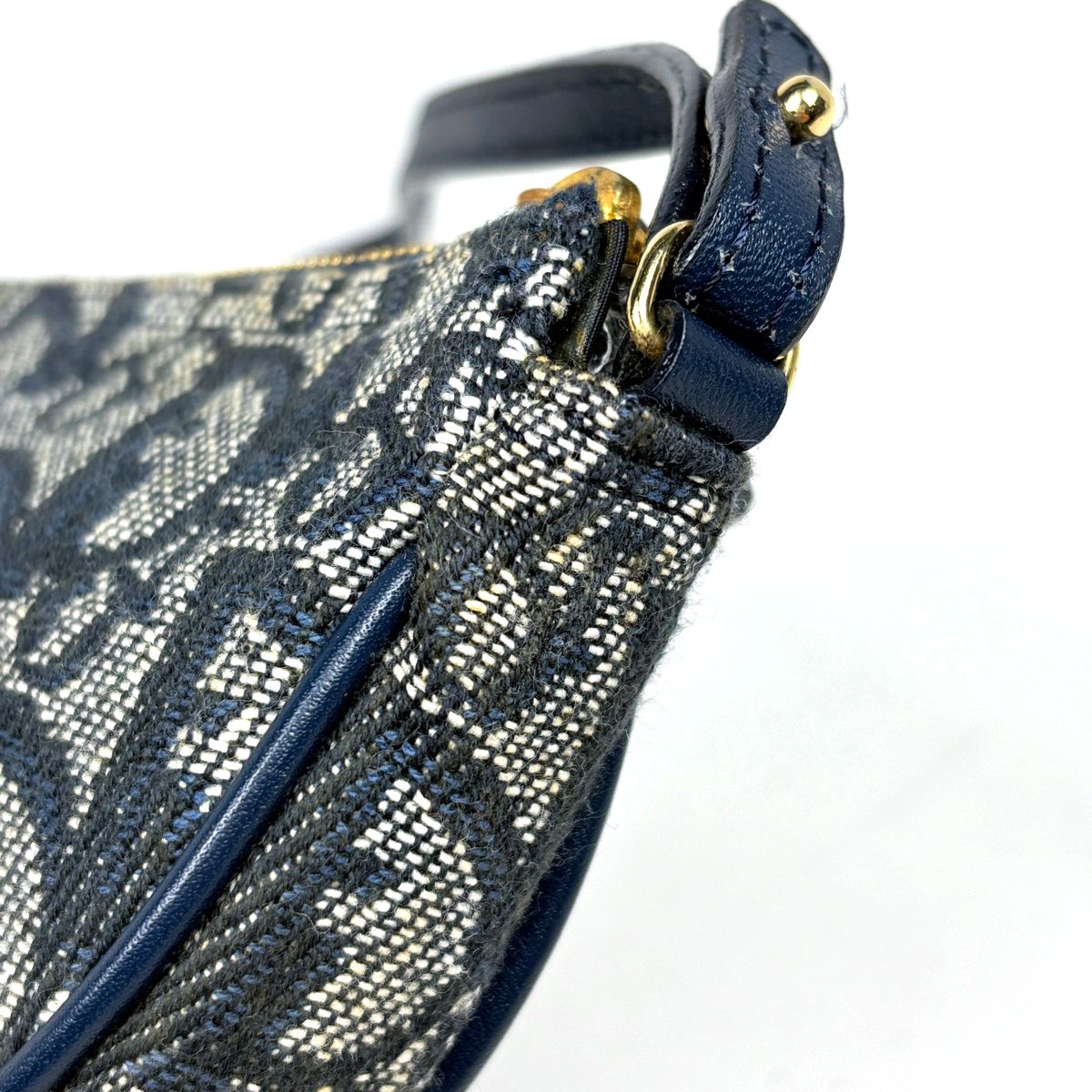Dior Trotter Pattern Saddle Bag Canvas Navy — view 6