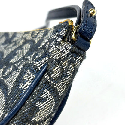 Dior Trotter Pattern Saddle Bag Canvas Navy — view 6