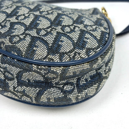 Dior Trotter Pattern Saddle Bag Canvas Navy — view 3