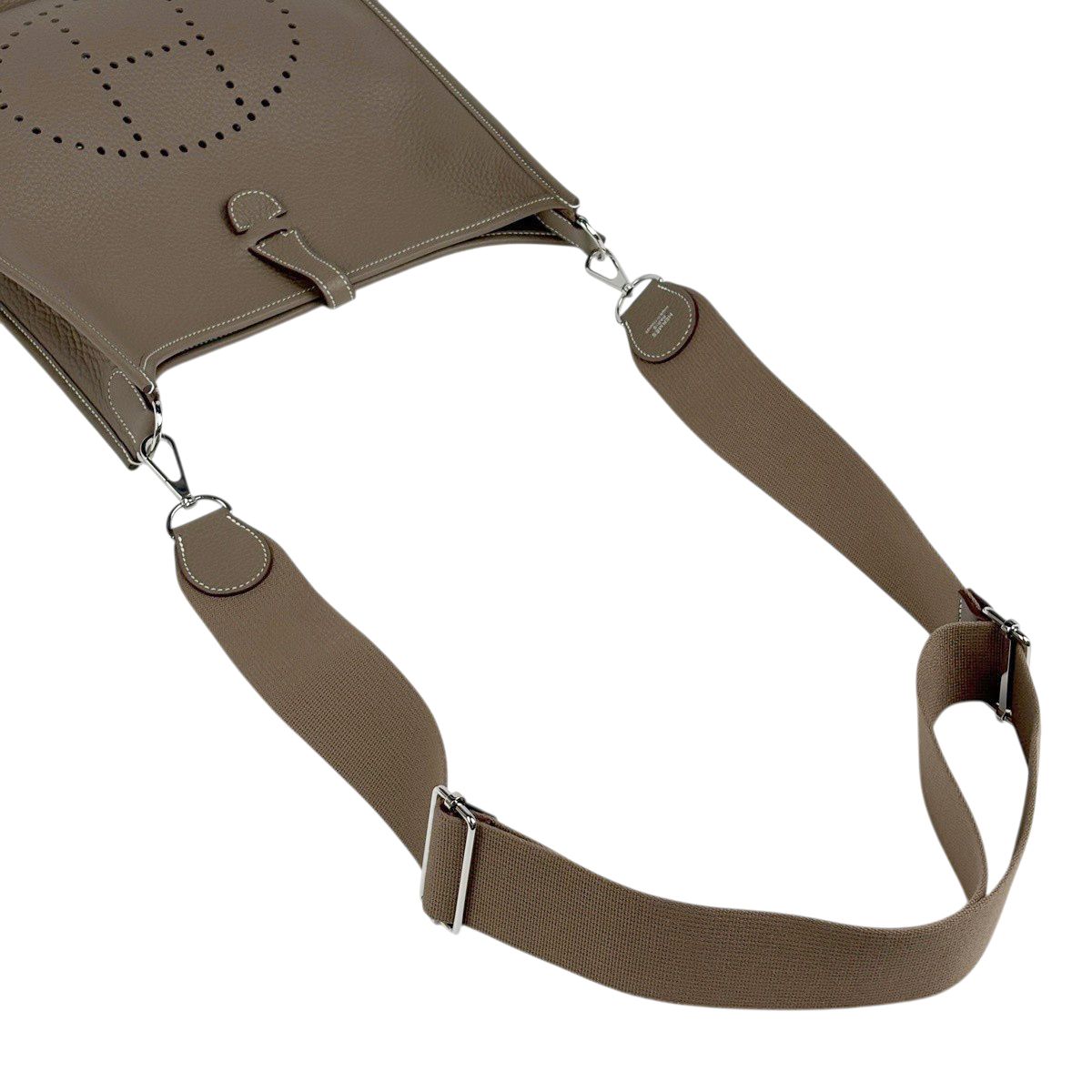 Hermes Evelyne 3 PM Perforated Logo Shoulder Bag Taurillon Clemence Etoupe — view 9
