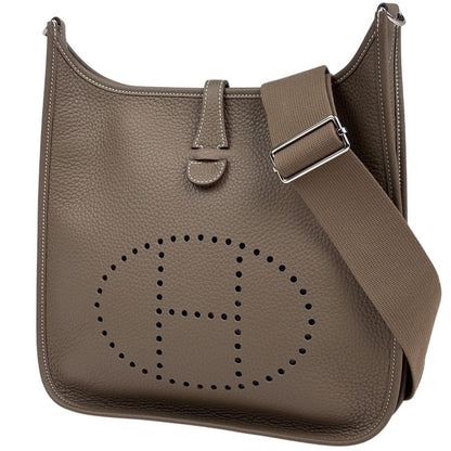 Hermes Evelyne 3 PM Perforated Logo Shoulder Bag Taurillon Clemence Etoupe