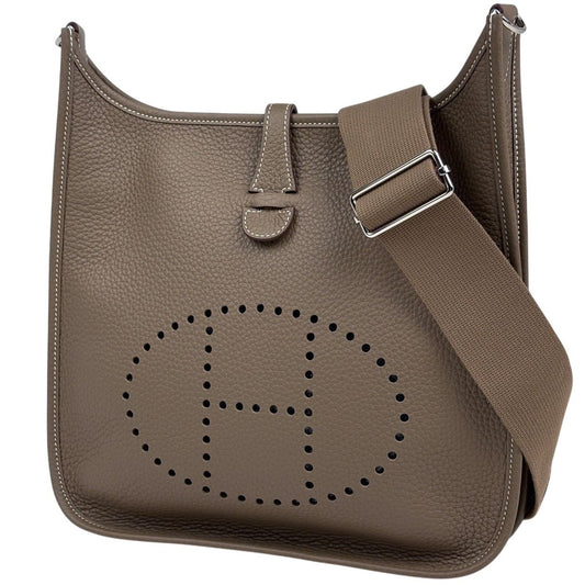 Hermes Evelyne 3 PM Perforated Logo Shoulder Bag Taurillon Clemence Etoupe