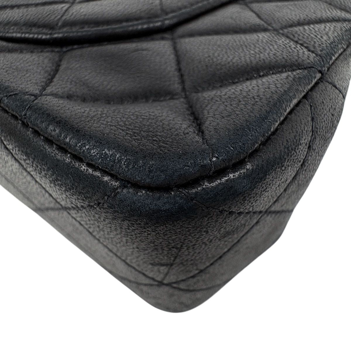 Chanel Quilted Double Flap Chain Shoulder Bag CC Logo Leather Black — view 7