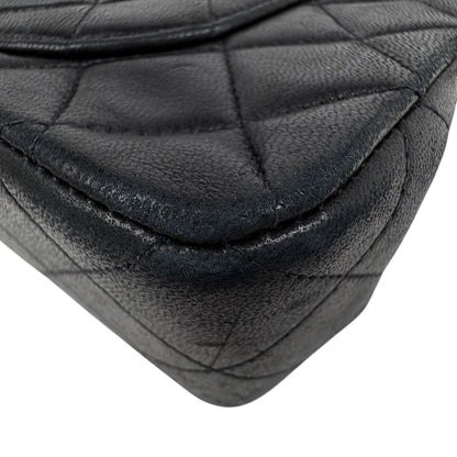 Chanel Quilted Double Flap Chain Shoulder Bag CC Logo Leather Black — view 7