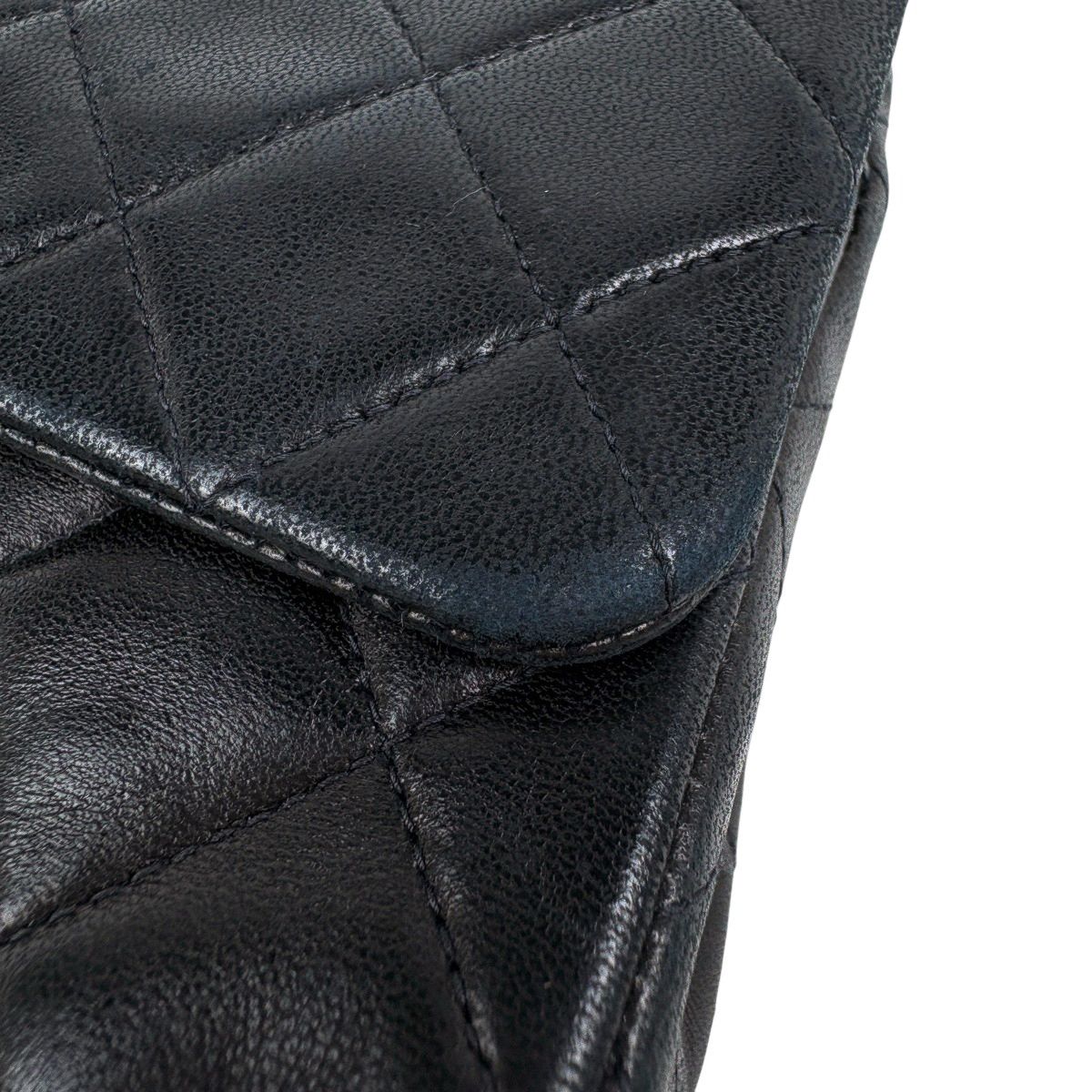 Chanel Quilted Double Flap Chain Shoulder Bag CC Logo Leather Black — view 8