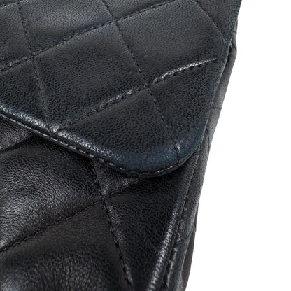 Chanel Quilted Double Flap Chain Shoulder Bag CC Logo Leather Black — view 8