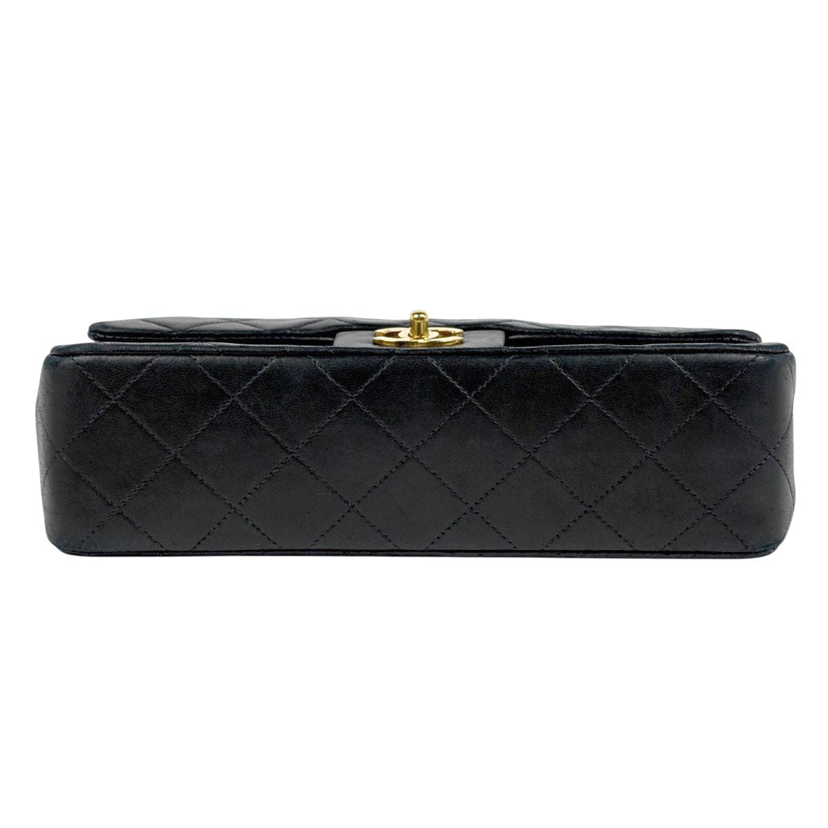 Chanel Quilted Double Flap Chain Shoulder Bag CC Logo Leather Black — view 5