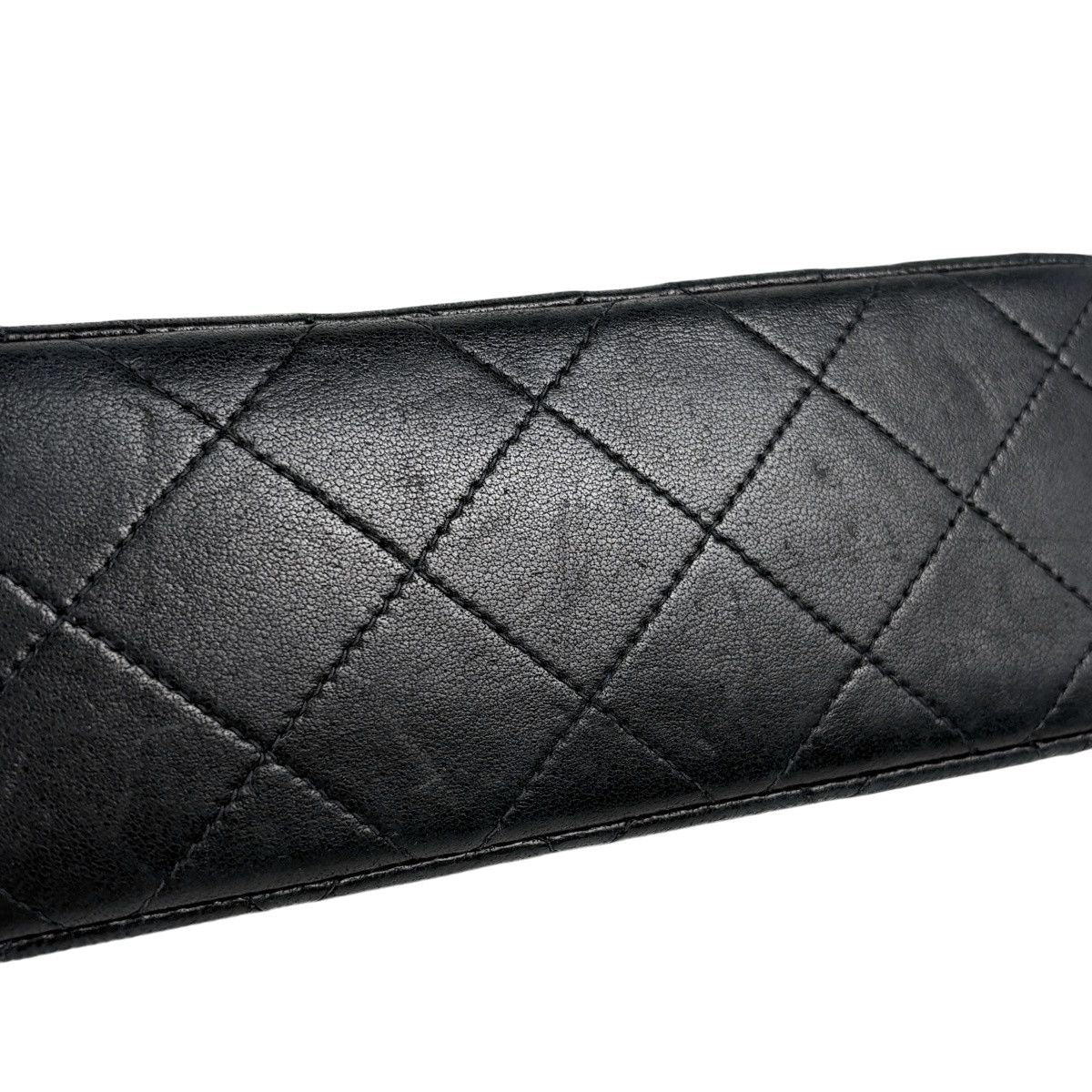 Chanel Quilted Double Flap Chain Shoulder Bag CC Logo Leather Black — view 6