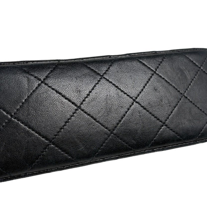 Chanel Quilted Double Flap Chain Shoulder Bag CC Logo Leather Black — view 6