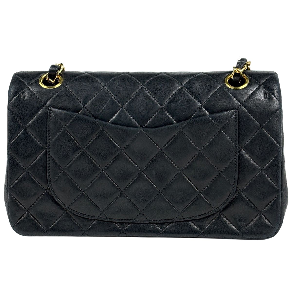 Chanel Quilted Double Flap Chain Shoulder Bag CC Logo Leather Black — view 3