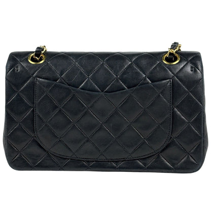 Chanel Quilted Double Flap Chain Shoulder Bag CC Logo Leather Black — view 3