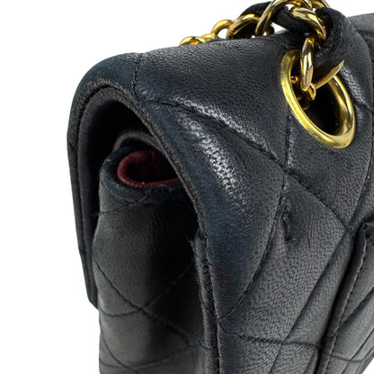 Chanel Quilted Double Flap Chain Shoulder Bag CC Logo Leather Black — view 9