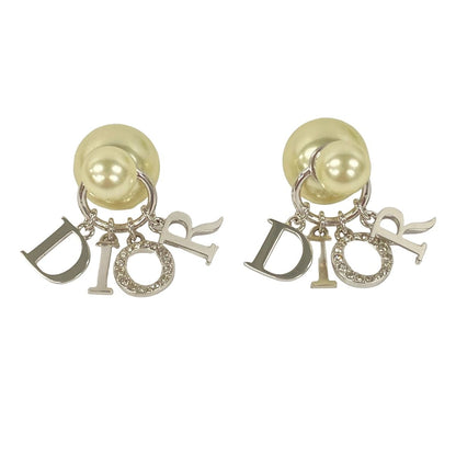 Dior Earrings Tribal Ball Silver Ivory Clear Motif