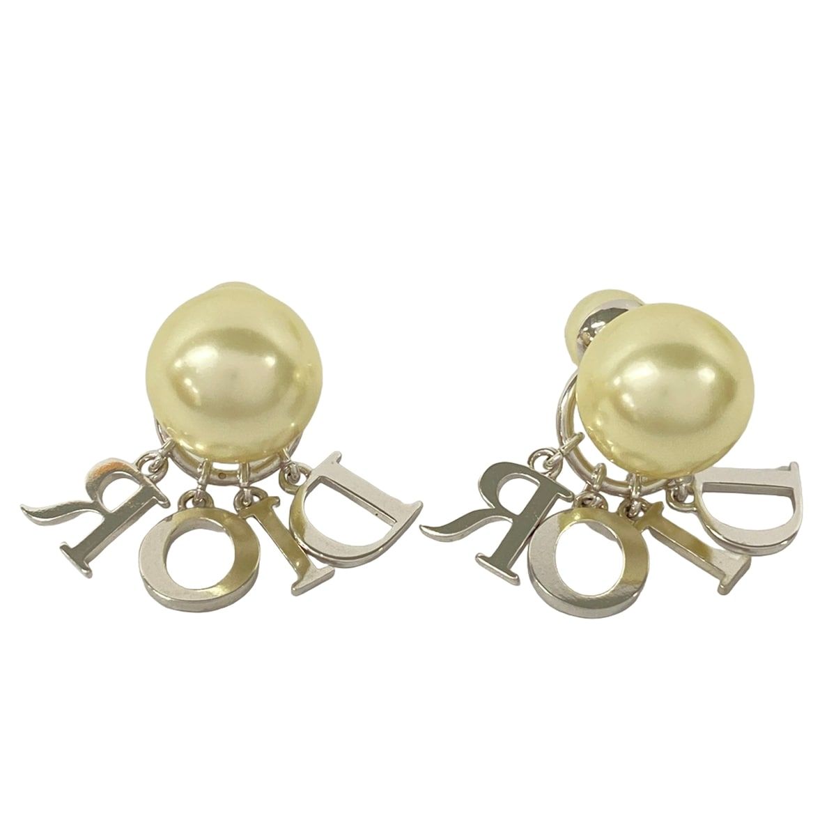 Dior Earrings Tribal Ball Silver Ivory Clear Motif — view 2