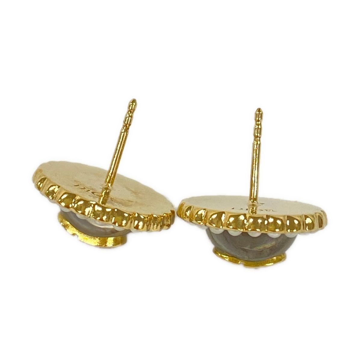Dior Earrings Gold Light Blue Ivory CD Motif — view 3