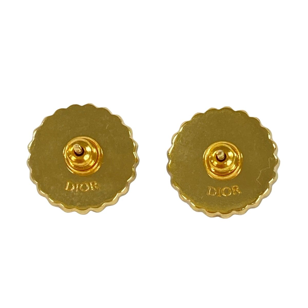 Dior Earrings Gold Light Blue Ivory CD Motif — view 2