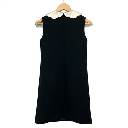 Miu Miu Dress 36 S Black Ivory Sleeveless Knee Length Ribbon Pearl — view 2