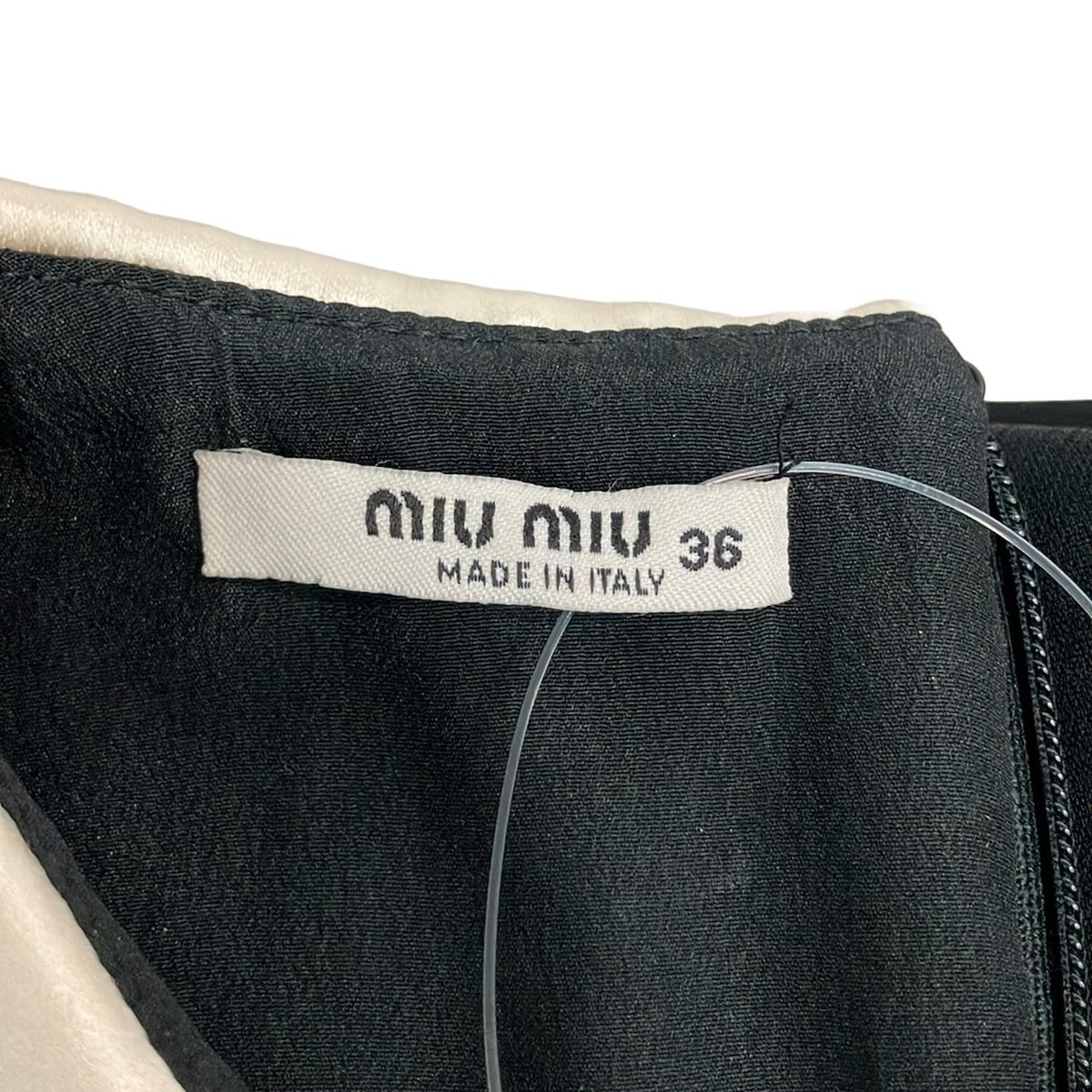 Miu Miu Dress 36 S Black Ivory Sleeveless Knee Length Ribbon Pearl — view 3