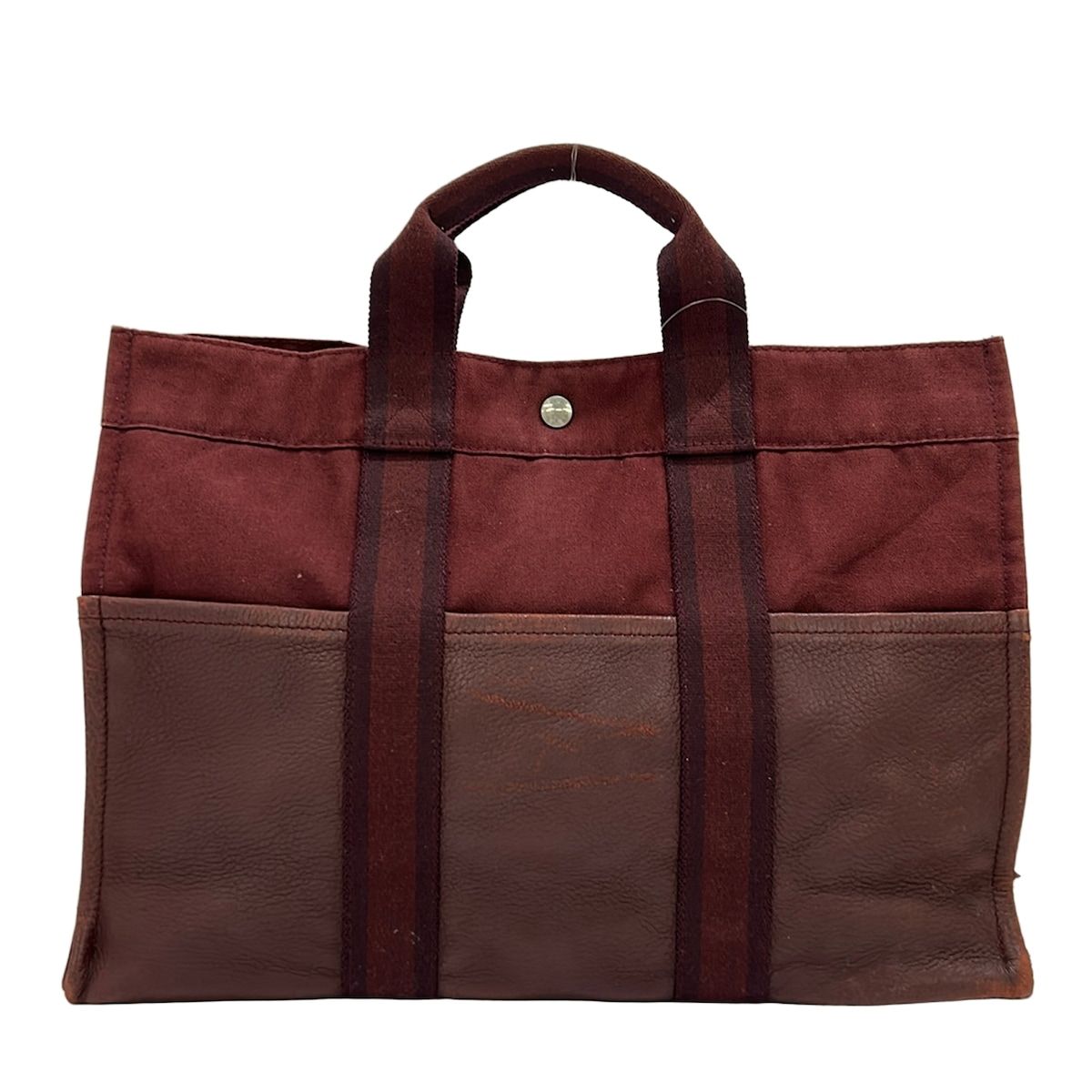 Hermes Tote Fourre Tout MM Half Leather Bordeaux