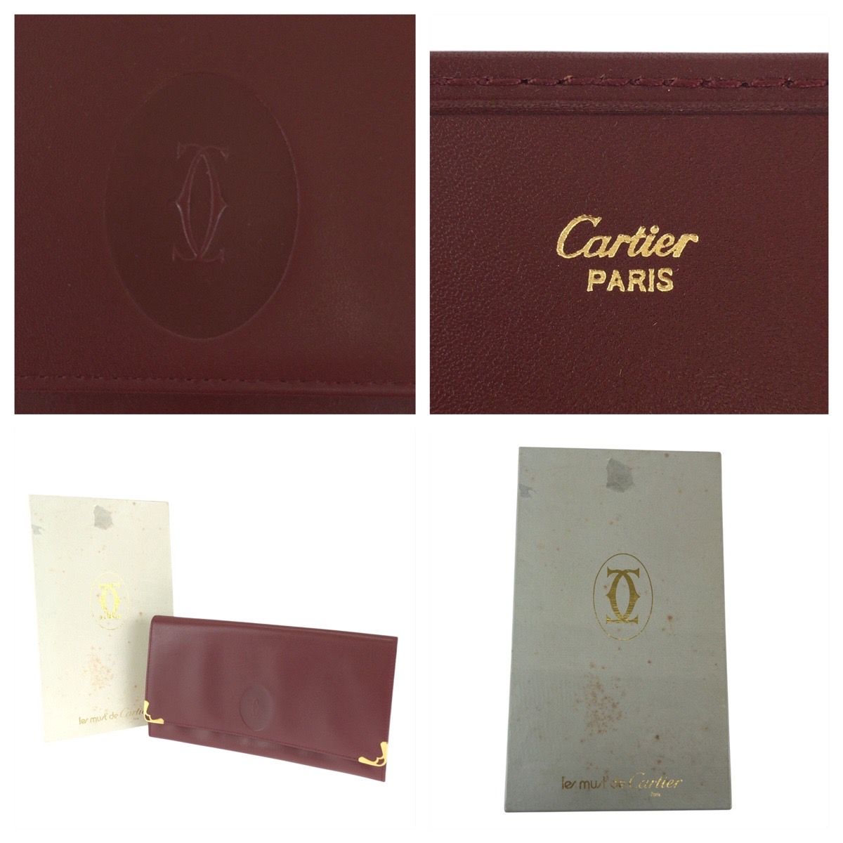 Cartier Must Line Wine Red Bordeaux Leather Clutch — view 5