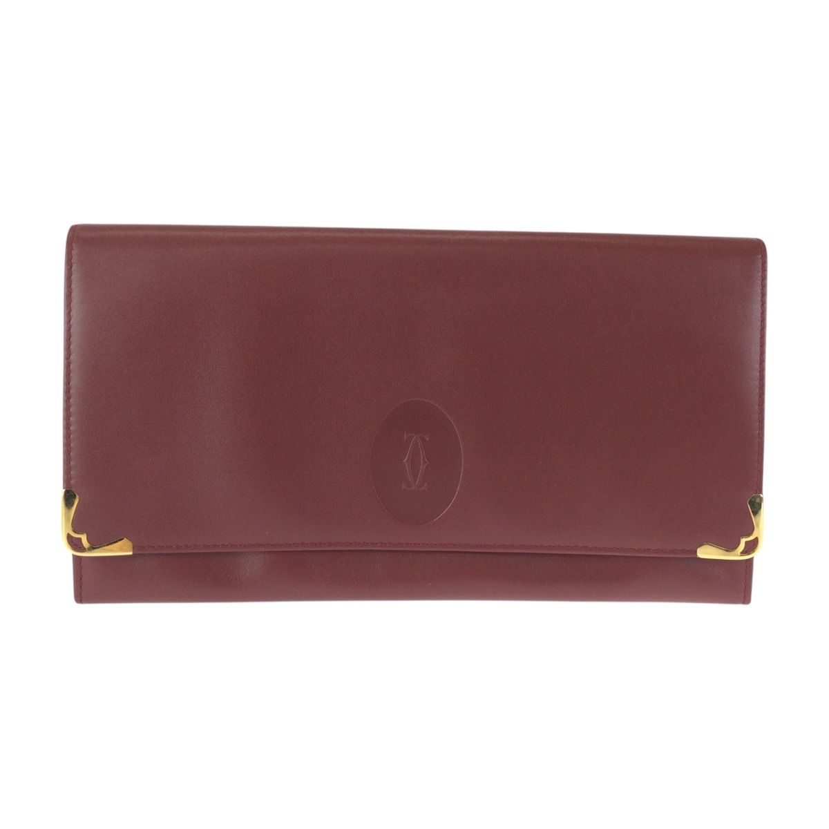 Cartier Must Line Wine Red Bordeaux Leather Clutch