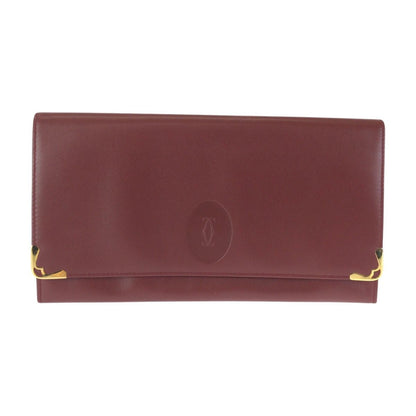 Cartier Must Line Wine Red Bordeaux Leather Clutch
