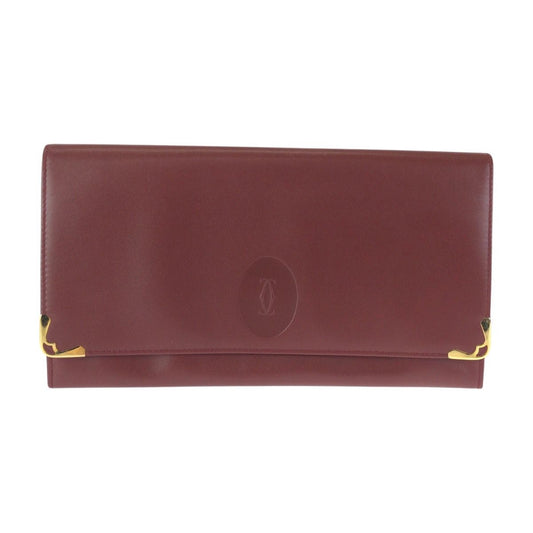 Cartier Must Line Wine Red Bordeaux Leather Clutch