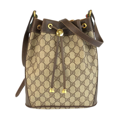 Gucci Vintage Sherry Line Beige Brown GG Supreme Canvas Shoulder Bag