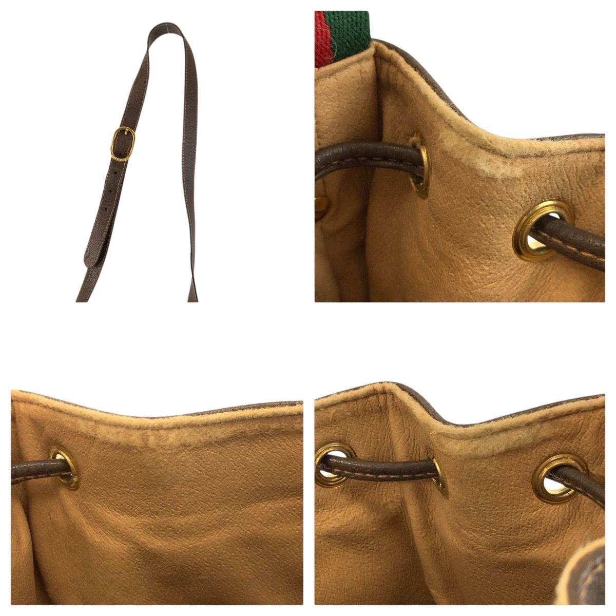 Gucci Vintage Sherry Line Beige Brown GG Supreme Canvas Shoulder Bag — view 6