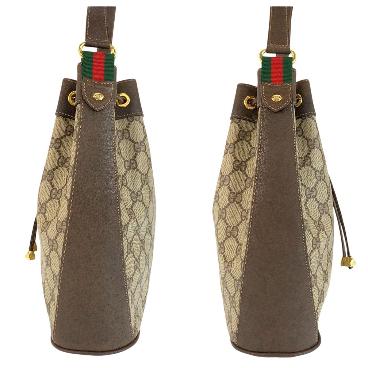 Gucci Vintage Sherry Line Beige Brown GG Supreme Canvas Shoulder Bag — view 8