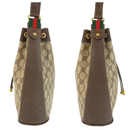 Gucci Vintage Sherry Line Beige Brown GG Supreme Canvas Shoulder Bag — view 8
