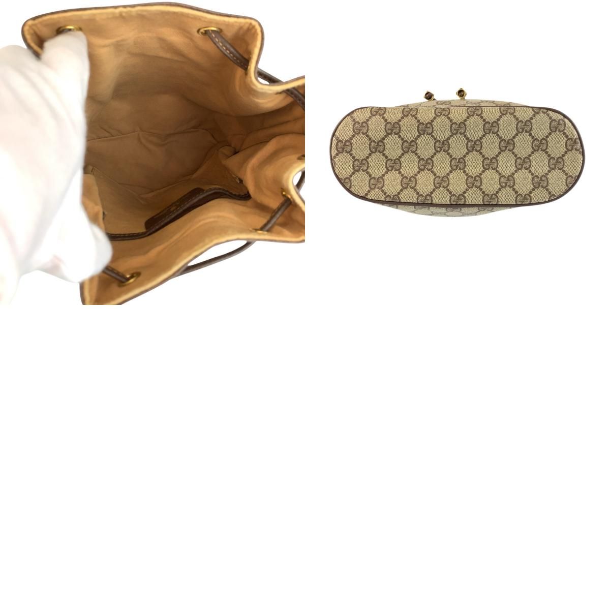 Gucci Vintage Sherry Line Beige Brown GG Supreme Canvas Shoulder Bag — view 9