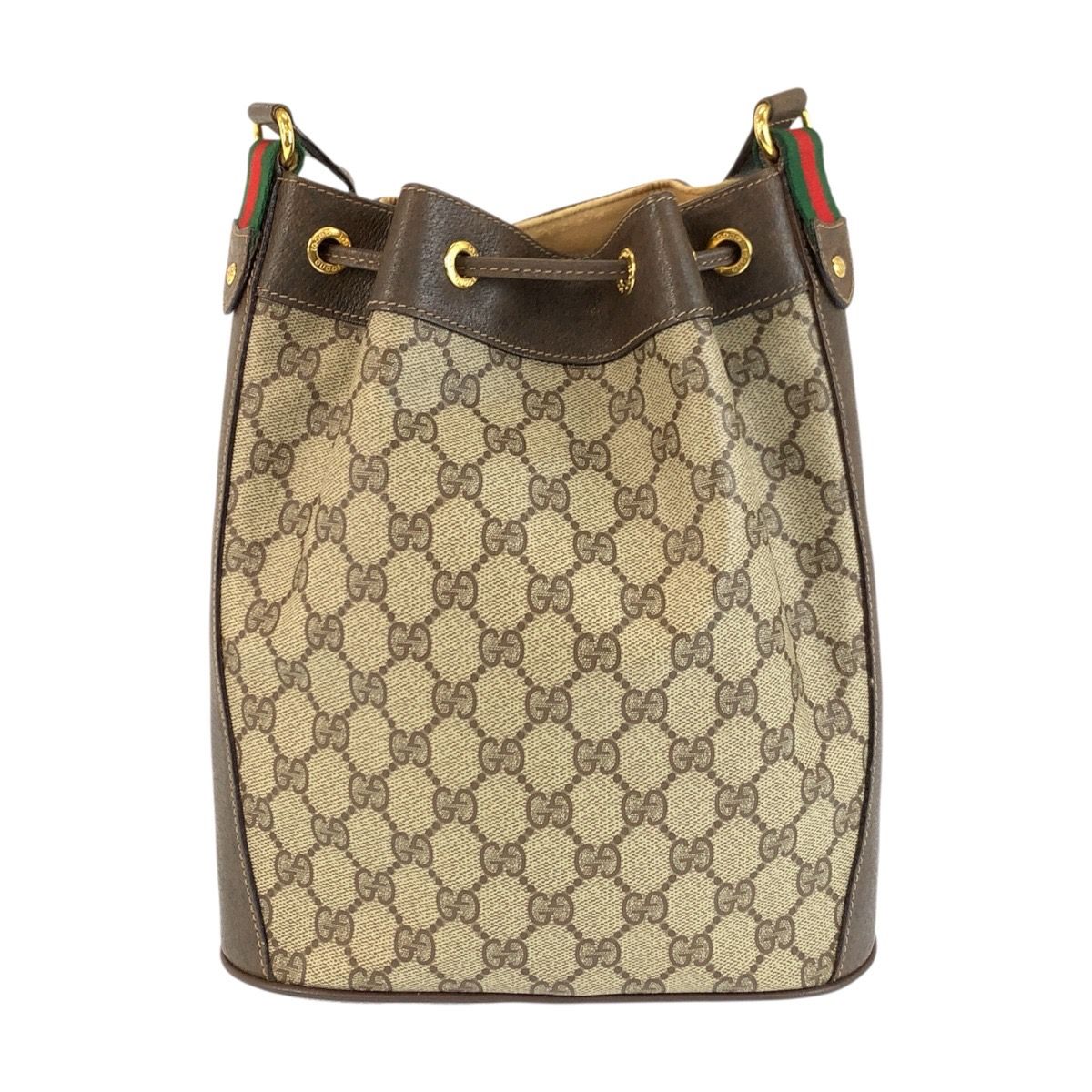 Gucci Vintage Sherry Line Beige Brown GG Supreme Canvas Shoulder Bag — view 2