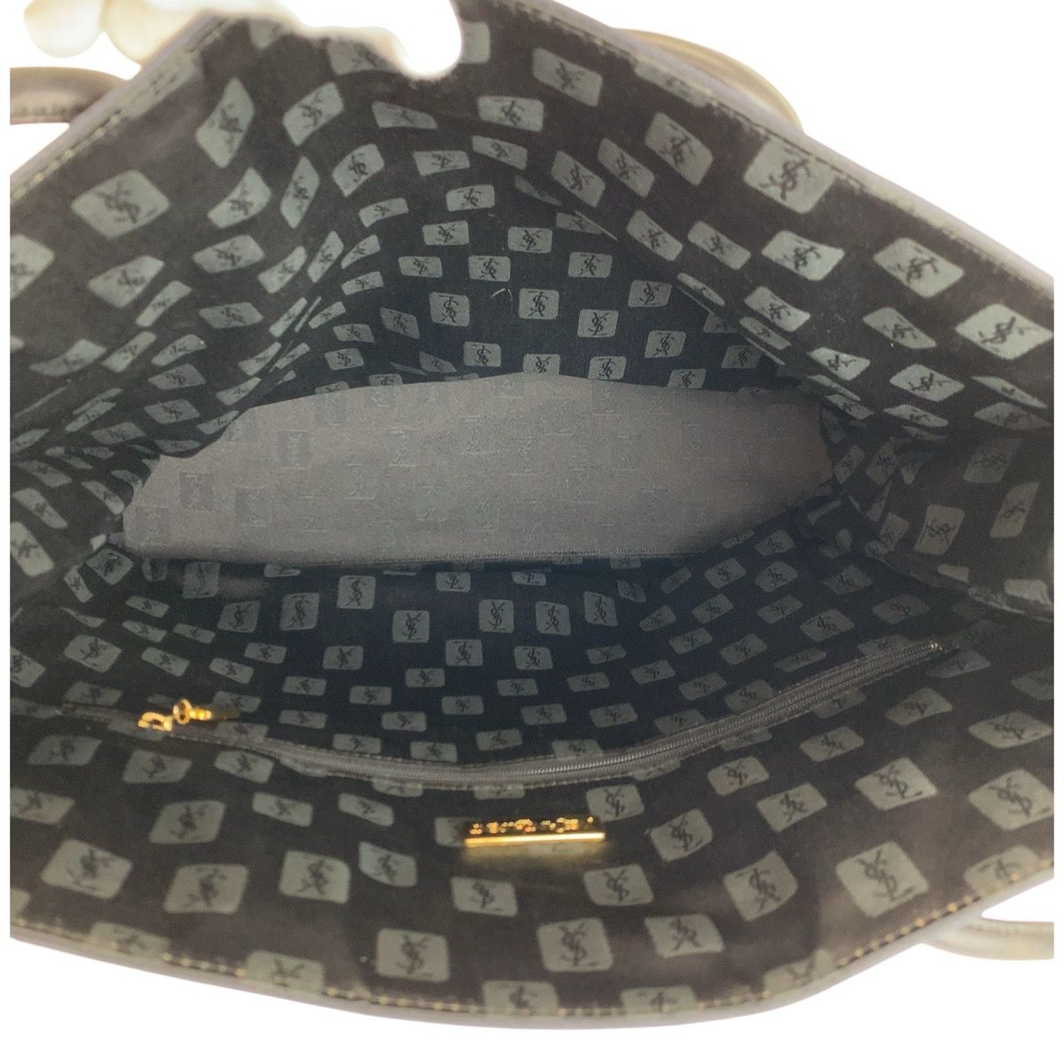 Saint Laurent Yves YSL Navy Gold Nylon Tote Shoulder Bag — view 8