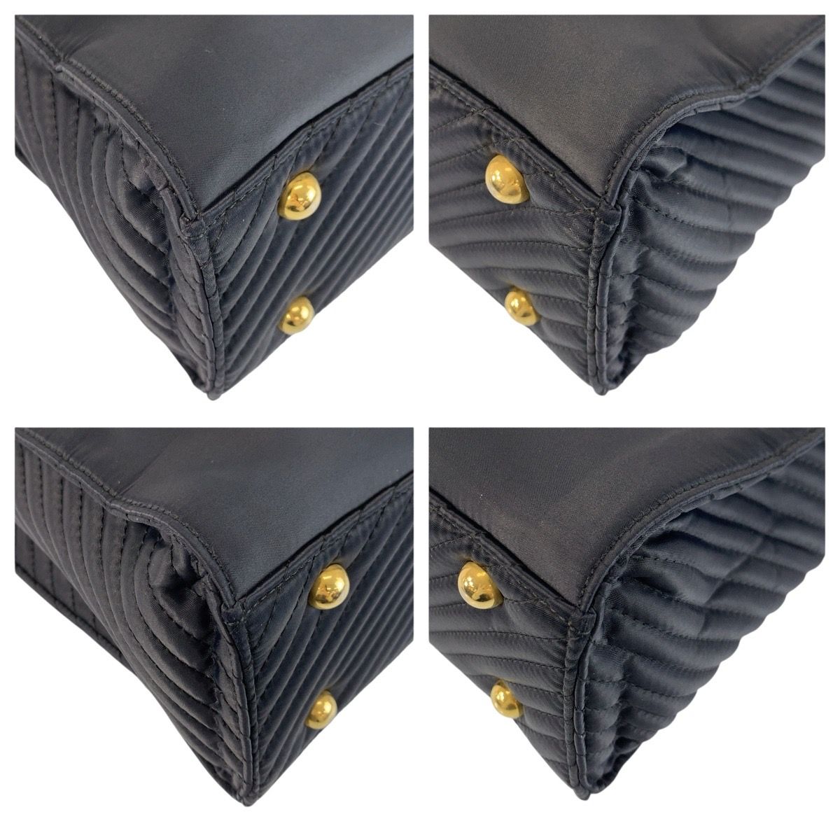 Saint Laurent Yves YSL Navy Gold Nylon Tote Shoulder Bag — view 4