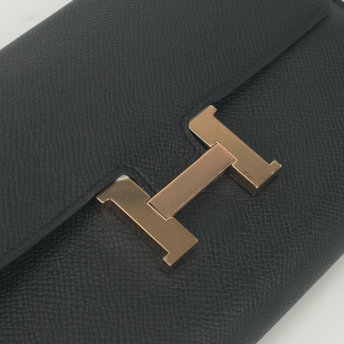 Hermes Constance Long Wallet Epsom Noir Black Pink Gold — view 5
